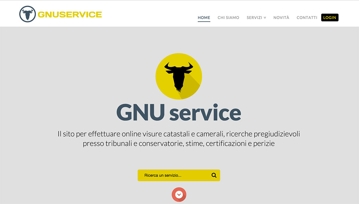 Homepage sito web GNU service