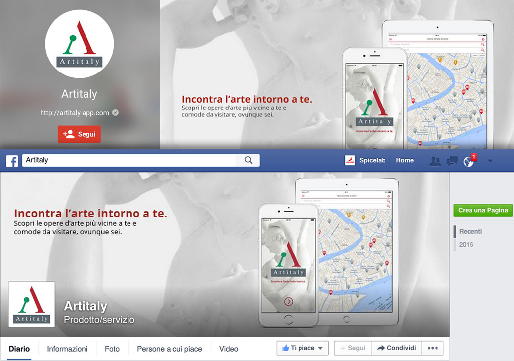 artitaly app creazione pagine social