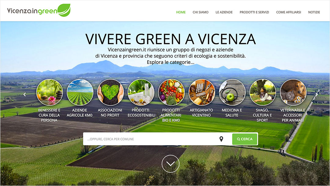 Homepage Vicenzaingreen sito web