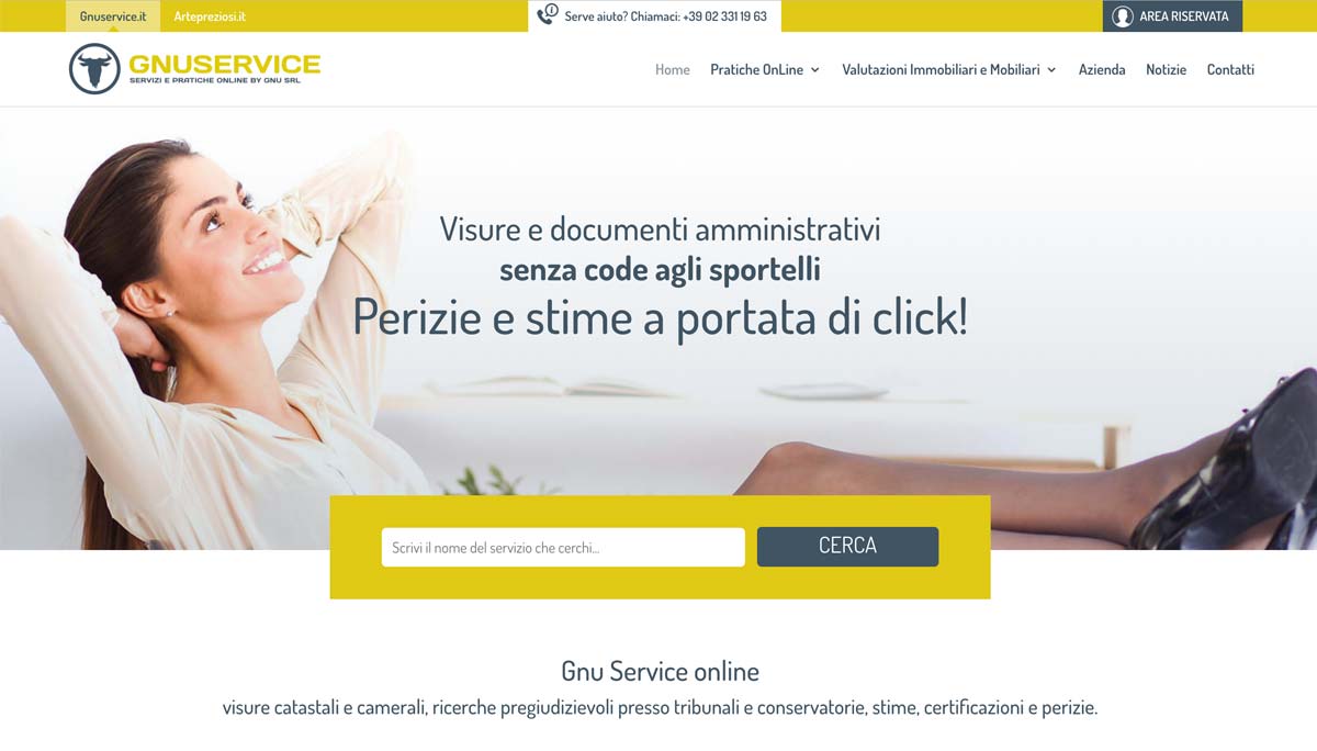 Homepage sito web GNU service - restyling 2018